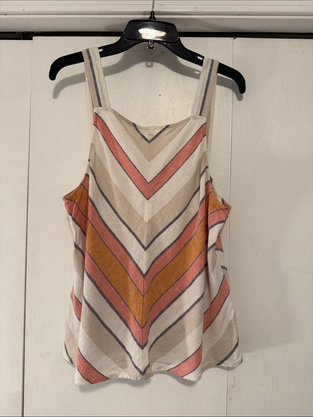 Striped Tank Top - Cream with Pink & Orange Accents